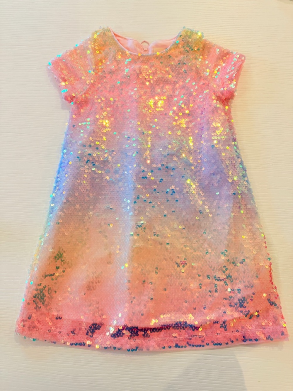 Sequin Hearts Girls' Pastel Pink Iridescent Sequin Dress